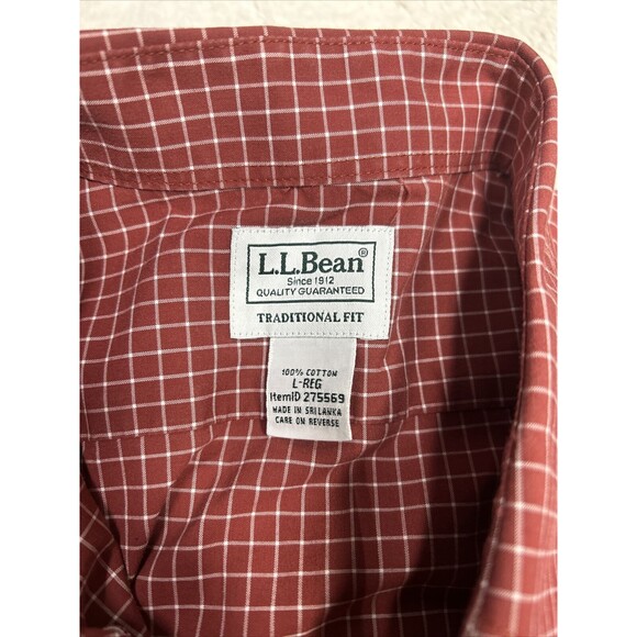 L.L. Bean Shirt Men's Large Red/White Long Sleeve Button Down Item ID 275569 - Picture 3 of 8
